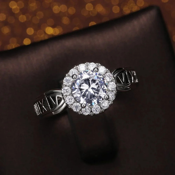 💥14K WHITE GOLD DAINTY 💎DIAMOND FASHION ANILLOS HOLLOW BAND RING, L125 - Picture 4 of 10